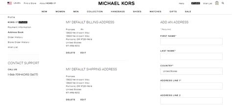 michael kors order confirmation